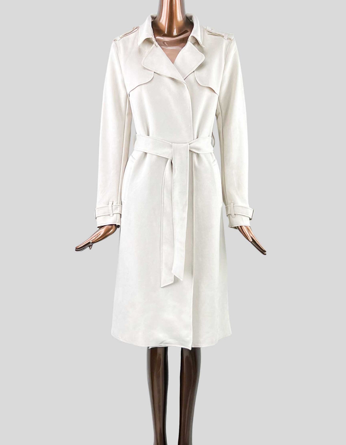 T Tahari Mel Faux Suede Trench Coat Size: Medium