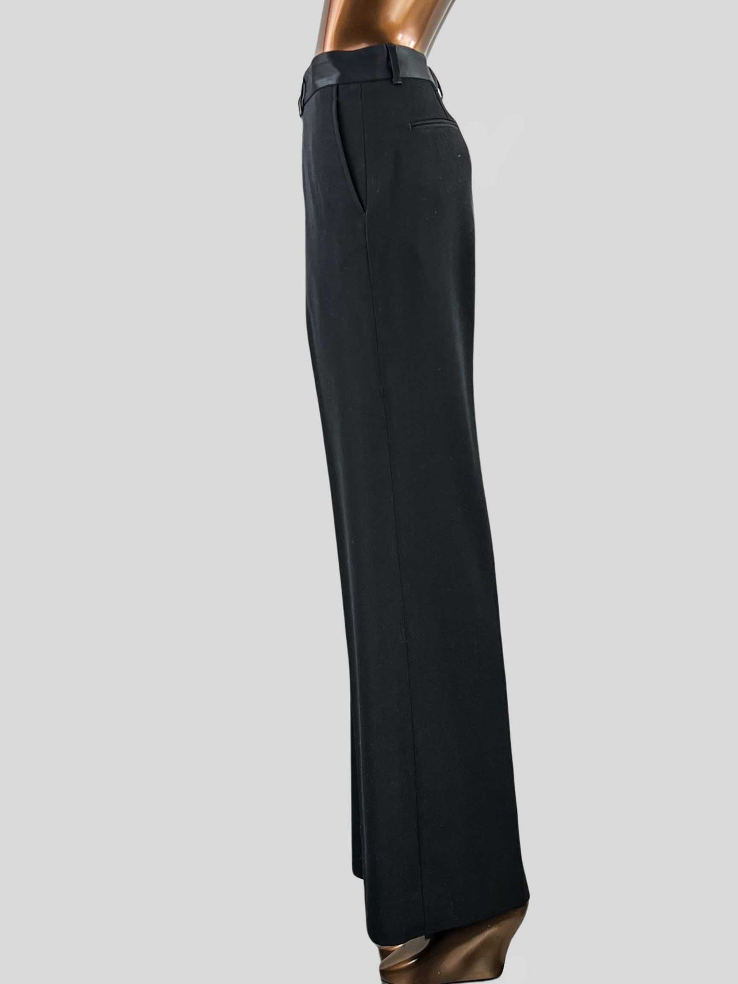 PAUL SMITH Parallel Leg Tuxedo Wool Trousers With Satin Details - 44 IT | 8 US