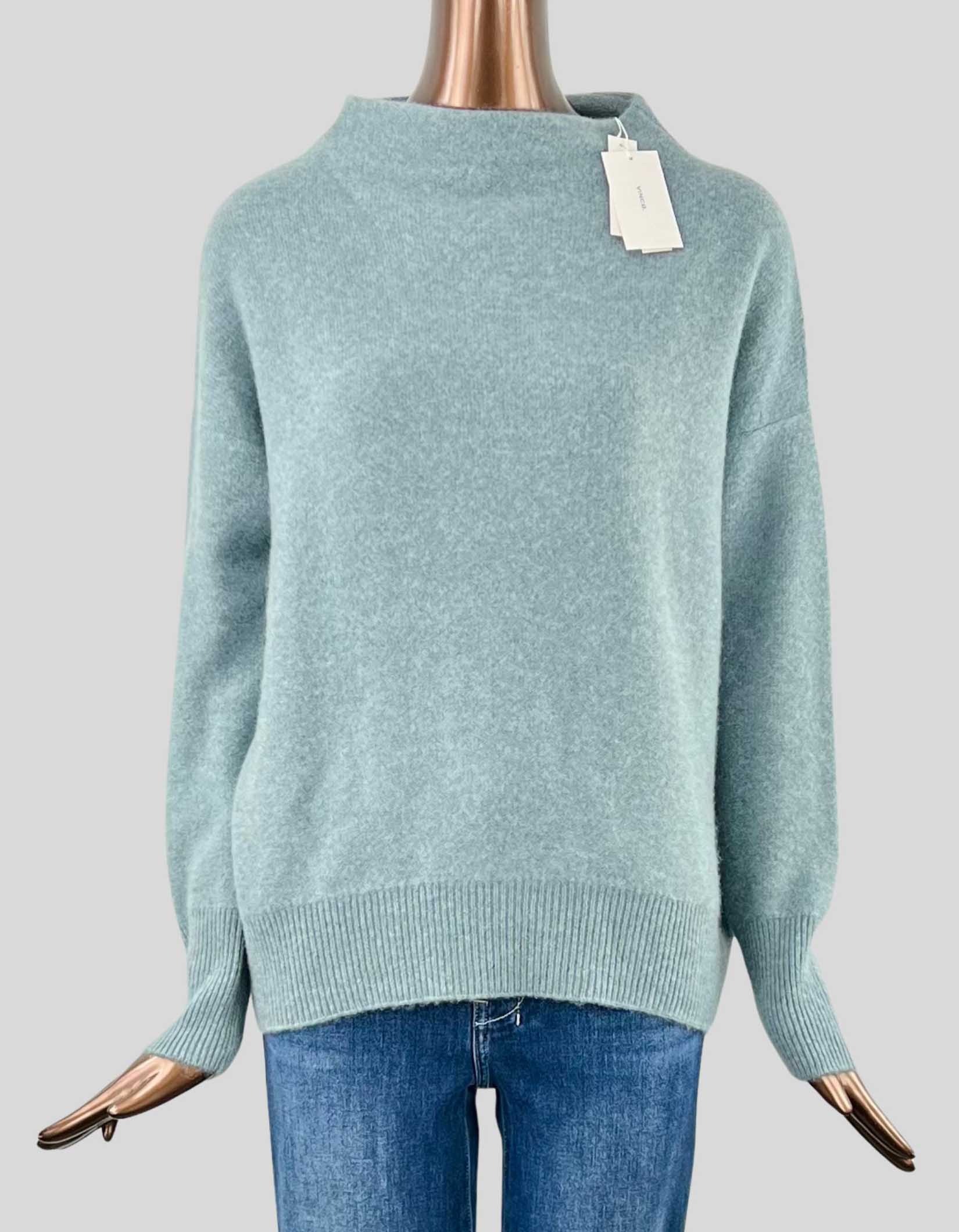 VINCE Plush 100% Cashmere Funnel Neck Sweater - Small