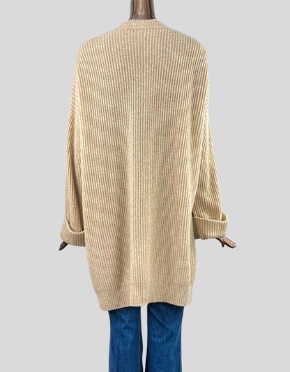 GENTLE HERD 100% Cashmere Ribbed Cardigan With Pockets - Medium