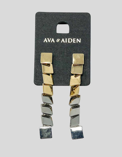 AVA & AIDEN Gold & Silver dangling Earrings w/ Tags