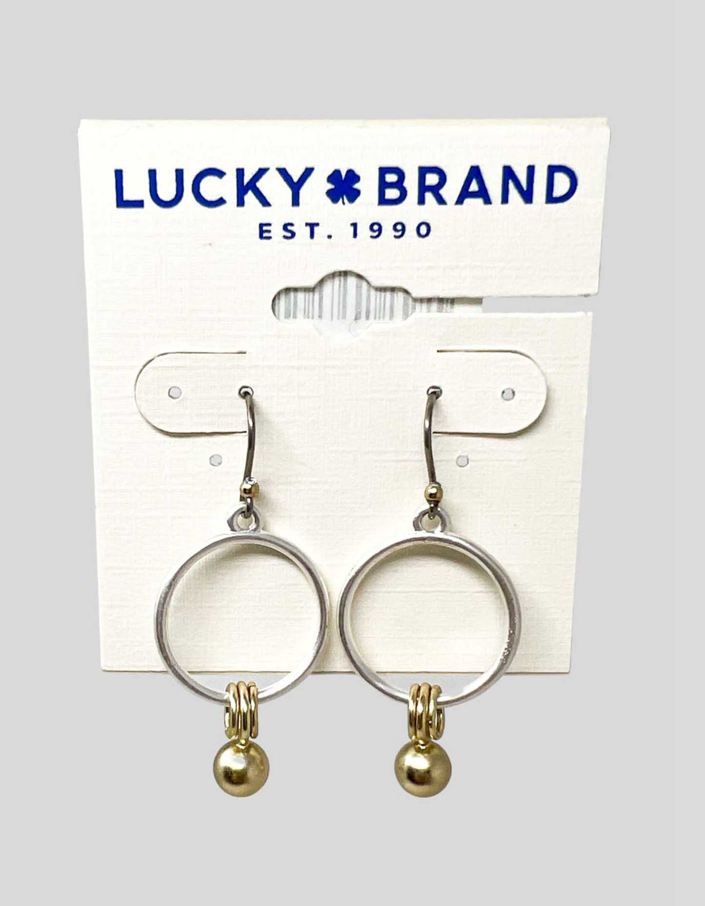 LUCKY BRAND Silver and Gold Dangling Earrings w/ Tags