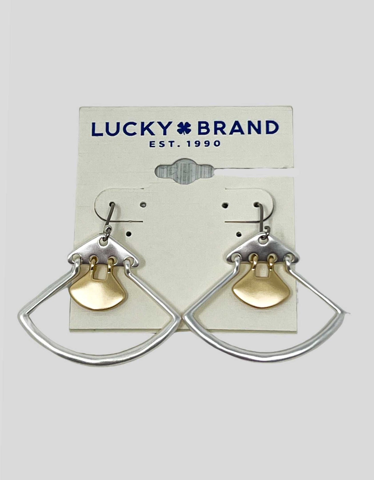 LUCKY BRAND Silver and Gold Triangular Dangling Earrings w/ Tags