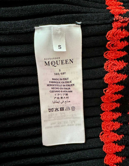 Alexander McQueen Black & Red Stretch Knit Midi Skirt - Small