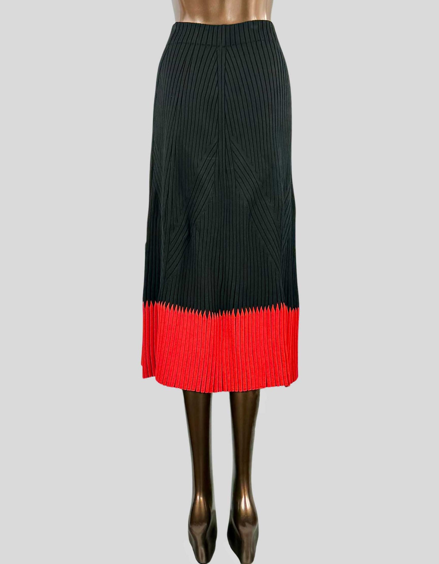 Alexander McQueen Black & Red Stretch Knit Midi Skirt - Small