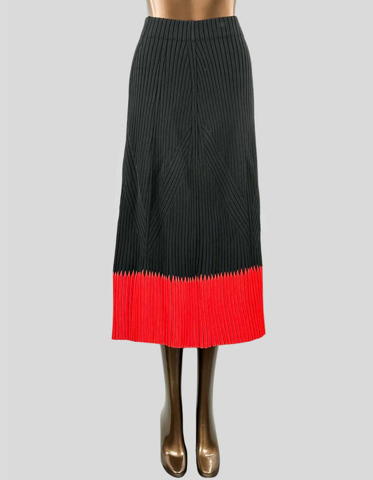 Alexander McQueen Black & Red Stretch Knit Midi Skirt - Small
