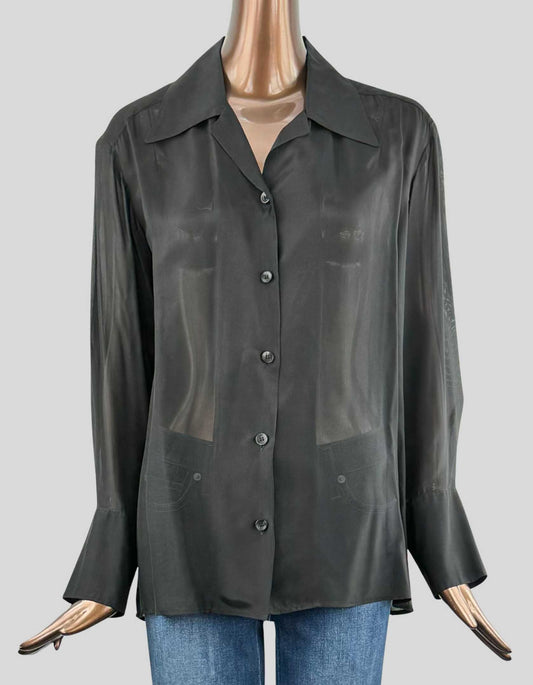& OTHER STORIES Long Sleeve Satin Button-Up Shirt - X-Small