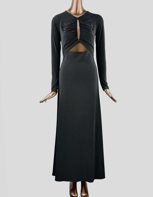 BCBG MAXAZRIA Long Sleeve Fit and Flare Maxi Dress with Cut Outs