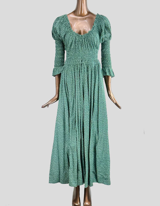 DÔEN Shirred Bodice Peasant Dress 