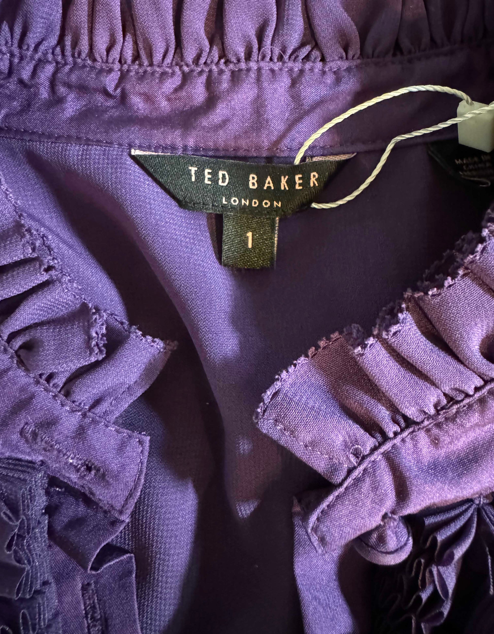 purple dress ted baker Ted Baker London Purple Frilled Evening Party Occasion Pencil Midi Dress Size 5