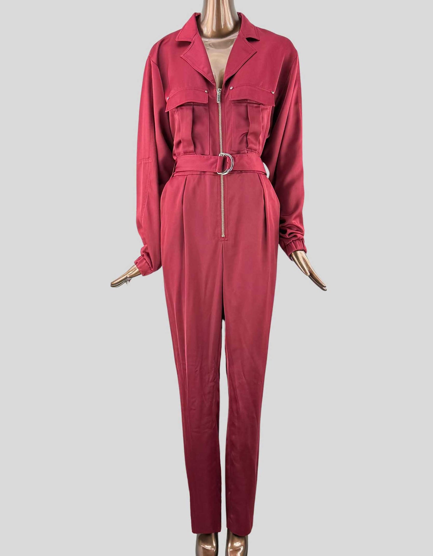KAREN MILLEN Satin Tailored Utility Jumpsuit w/ Tags US