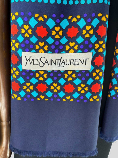 YVES SAINT LAURENT Silk Printed Scarf Silk Scarf