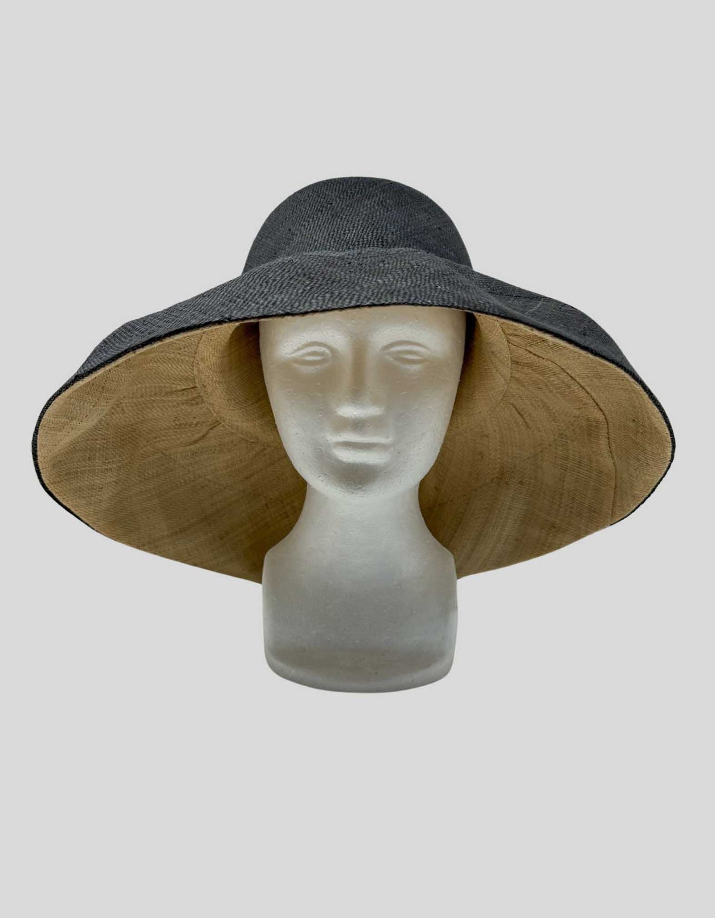 SHEBOBO 5" Wide Brim Two Tone Packable Straw Sun Hat w/ Tags - One Size