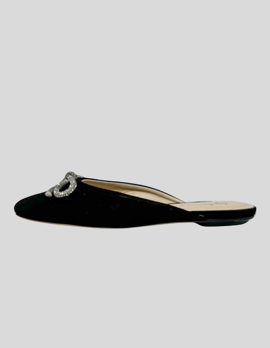 ANTHROPOLOGIE Guilhermina Embellished Black Slides