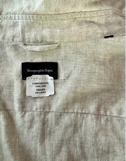 ERMENEGILDO ZEGNA Short Sleeve Linen Shirt - Large