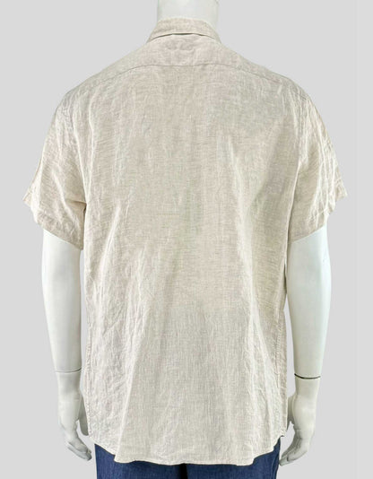 ERMENEGILDO ZEGNA Short Sleeve Linen Shirt - Large