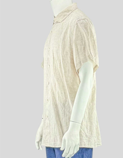 ERMENEGILDO ZEGNA Short Sleeve Linen Shirt - Large
