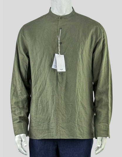 MANGO Linen Mao collar shirt - Medium