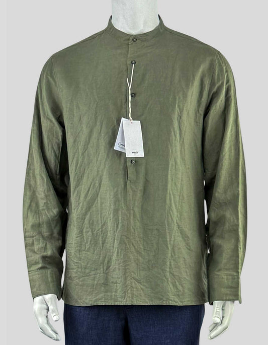 MANGO Linen Mao collar shirt - Medium