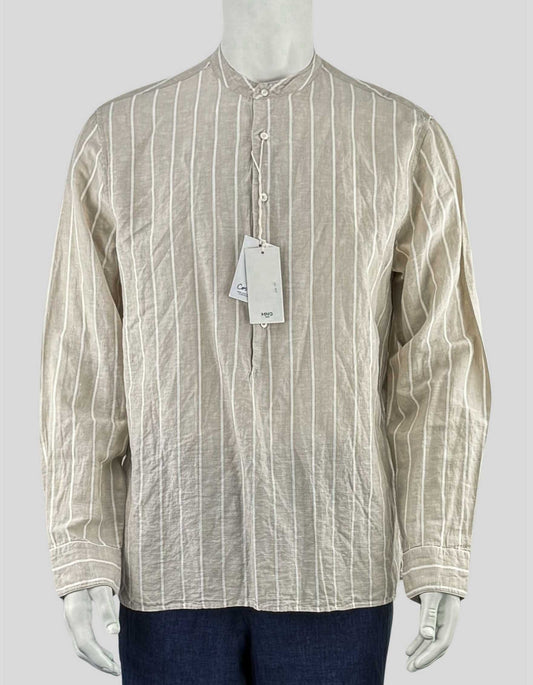 MANGO Linen Mao collar shirt Men