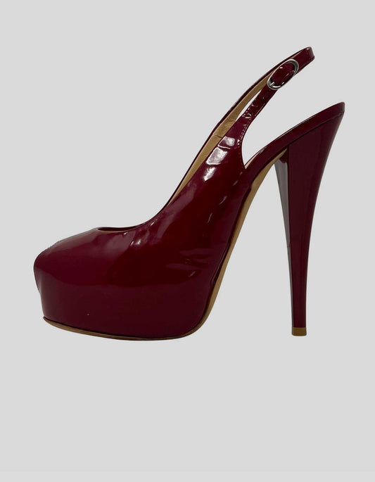 GIUSEPPE ZANOTTI Peep Toe Slingback Pumps- 37.5 IT | 7.5 US