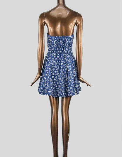kimchi blue addison strapless mini dress NWT Urban Outfitters Kimchi Blue Corset Fit and Flare Floral Blue Dress