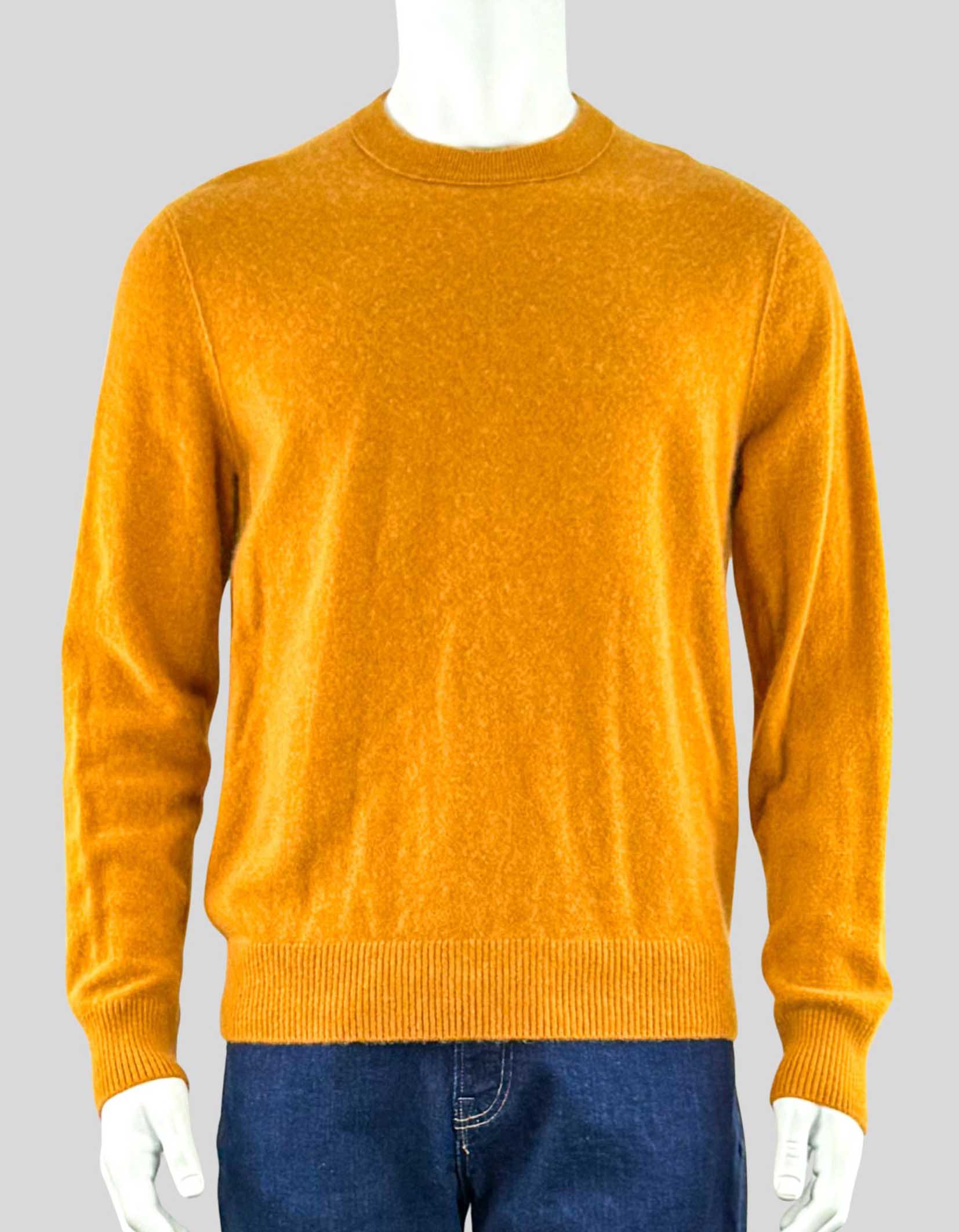 BANANA REPUBLIC 100% Cashmere Sweater in mustard. Crewneck. Straight hem. Long sleeve