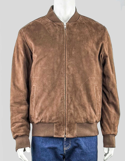 SLATE &amp; STONE 100% Suede Bomber with sturdy ribbed collar. Zipper front closure. Fully lined. Ribbed collar, cuffs and hem.