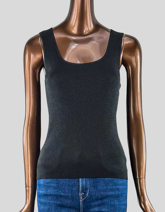 ST. JOHN COUTURE Knit Tank Top. Sleeveless Top. Black. Glitter Accents. Square Neckline. Pull-on style