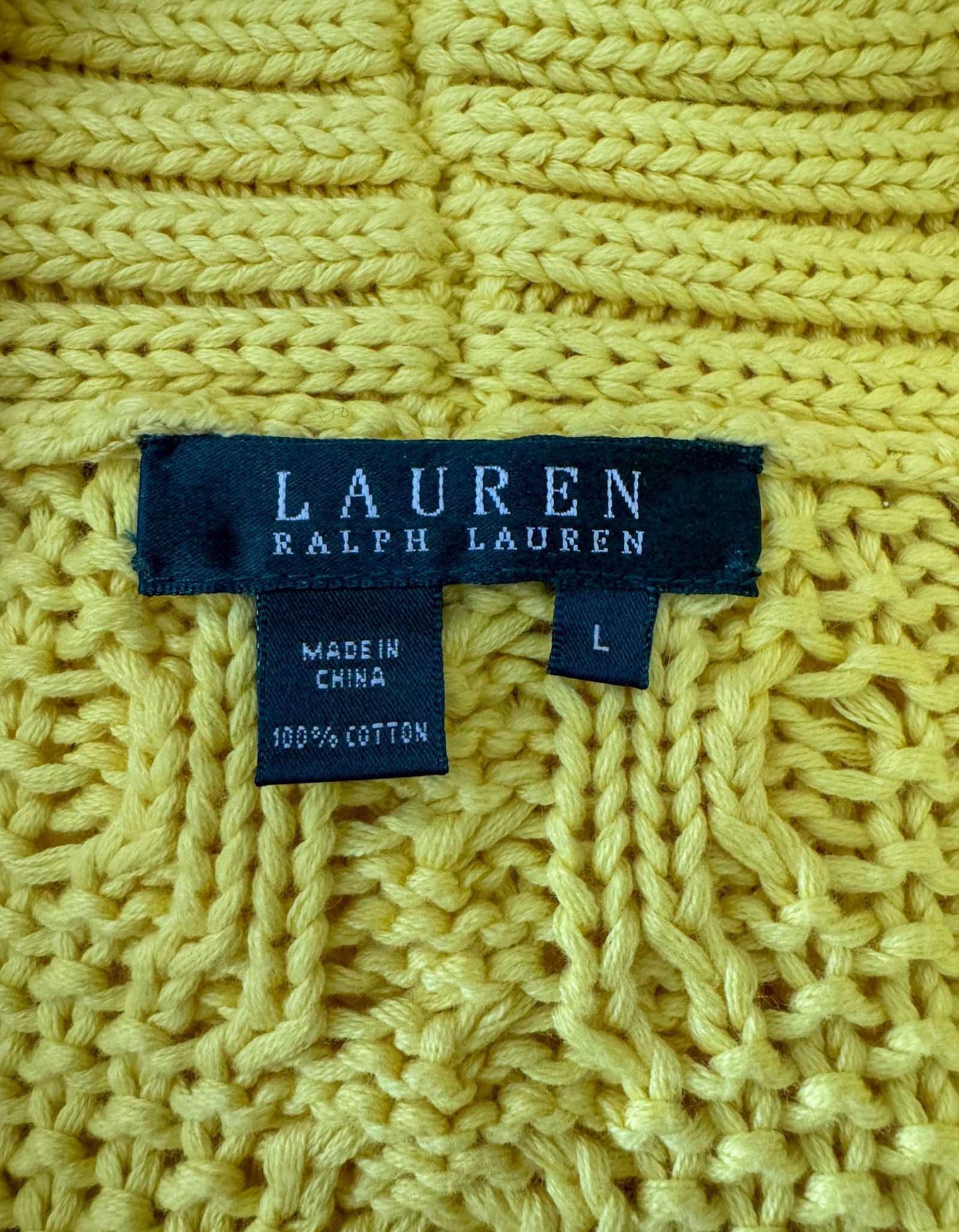 LAUREN RALPH LAUREN Cable Knit Cardigan - Large