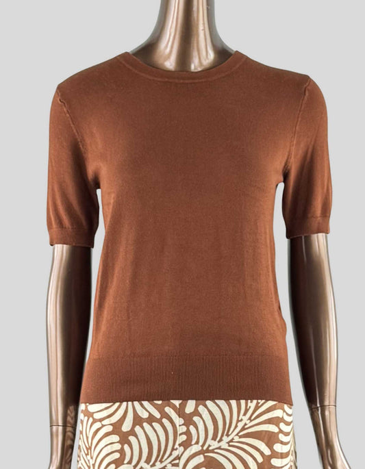 ZARA Knit Sweater Shirt. Round neck, short-sleeve sweater.