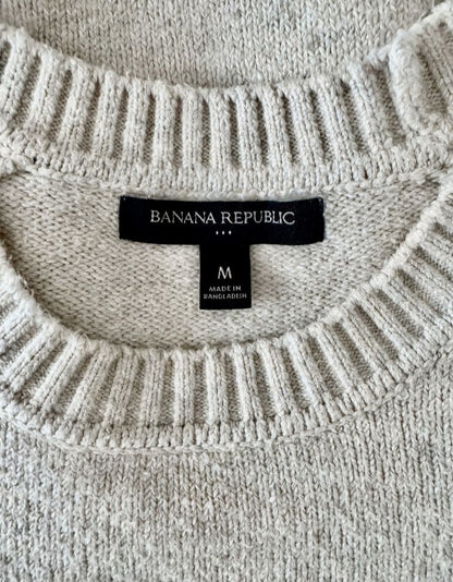 BANANA REPUBLIC Cream Knit Crewneck Sweater - Medium