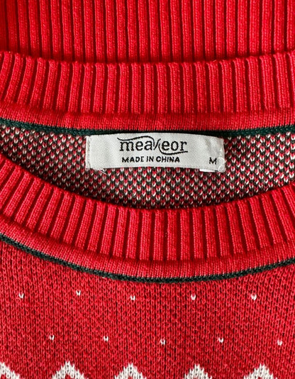 MEAVEOR Red Fair Isle Christmas Sweater - Medium