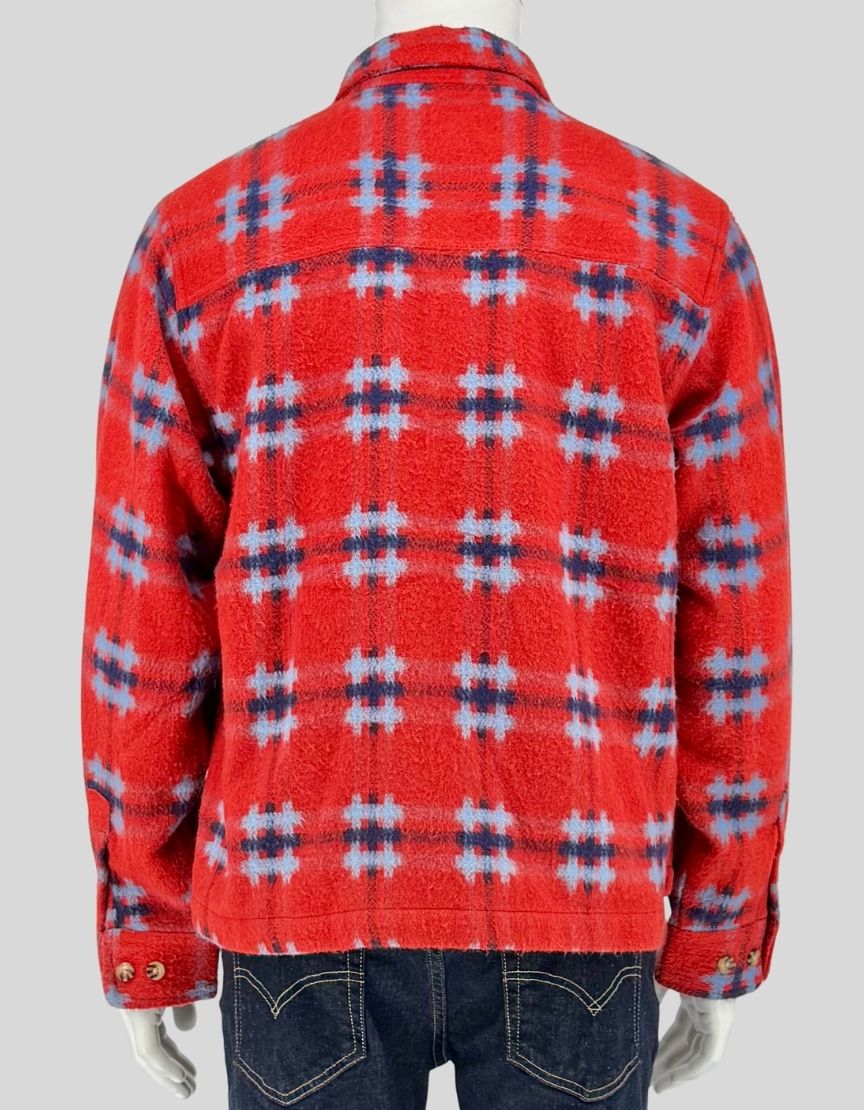 BDG Red Plaid Fleece Shirt Jacket - Medium
