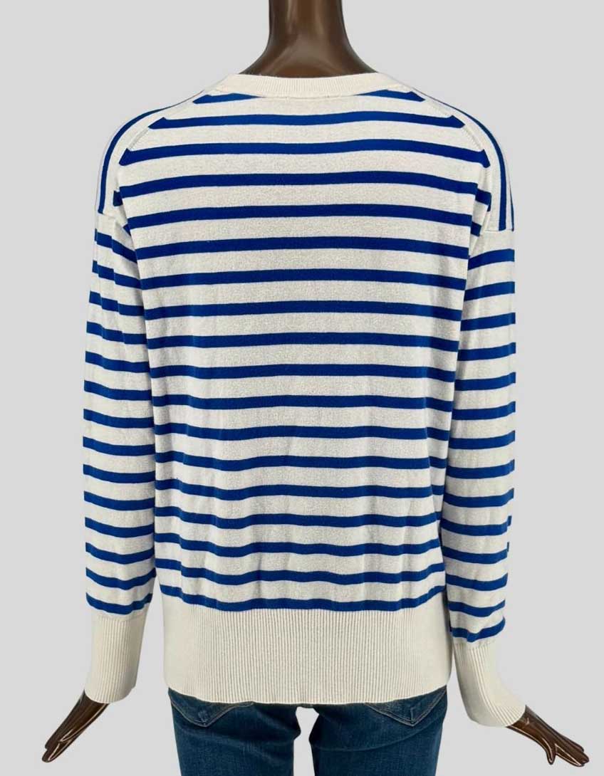 DENVER HAYES Blue Striped Crewneck Sweater - Medium