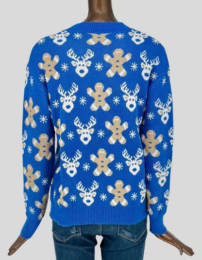 SHEIN Holiday Reindeer & Gingerbread Cardigan - Small