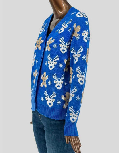 SHEIN Holiday Reindeer & Gingerbread Cardigan - Small