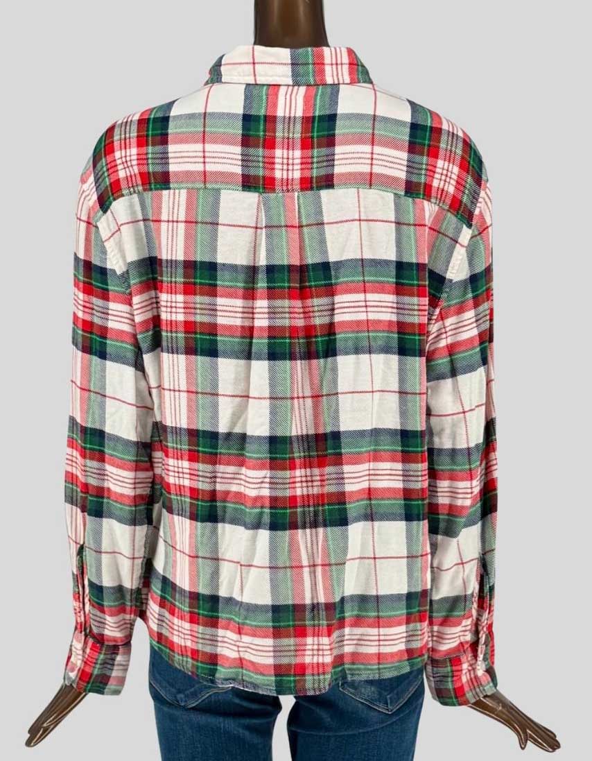 AERIE Holiday Plaid Flannel Shirt - Large