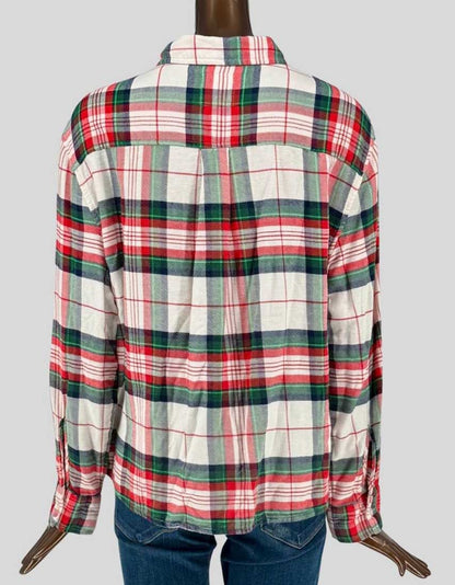 AERIE Holiday Plaid Flannel Shirt - Large