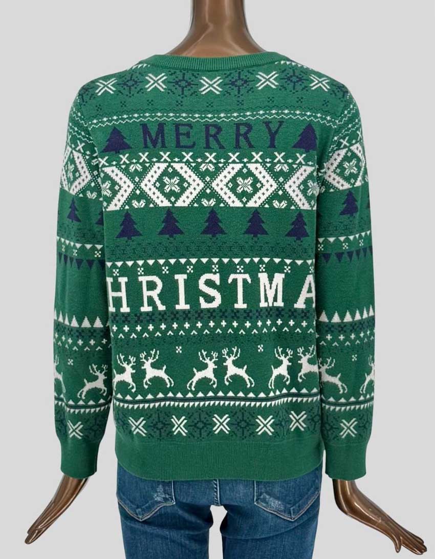 "MERRY CHRISTMAS" Fair Isle Sweater - Medium