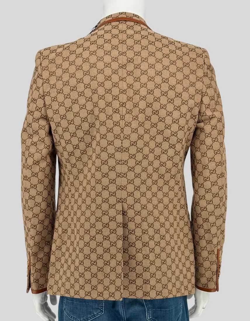 Gucci GG Canvas Monogram Blazer with Leather Trim w/ Tags - 40 US | 50 IT