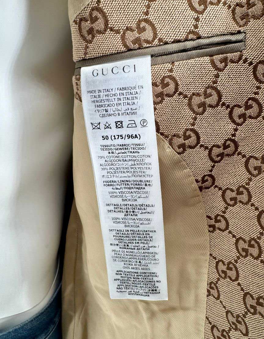 Gucci GG Canvas Monogram Blazer with Leather Trim w/ Tags - 40 US | 50 IT