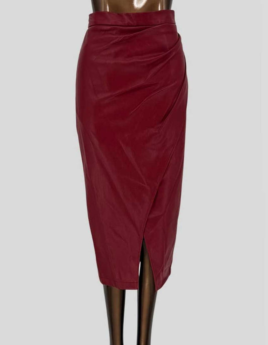 ELIE TAHARI Leather Wrap Skirt - 6 US