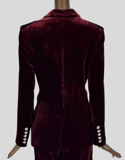 VERONICA BEARD Velvet Double-Breasted Blazer - 4 US