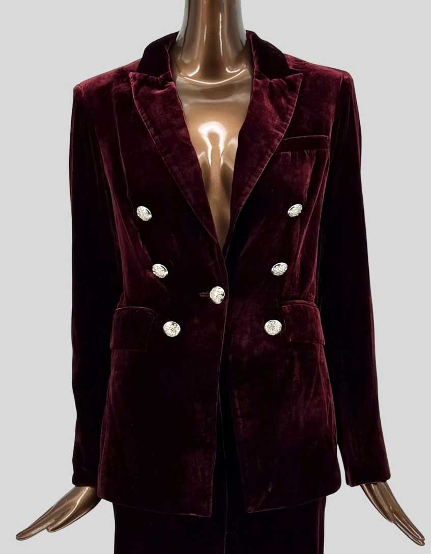 VERONICA BEARD Velvet Double-Breasted Blazer - 4 US