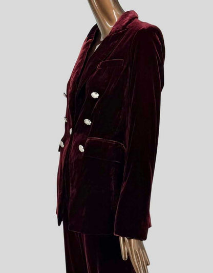 VERONICA BEARD Velvet Double-Breasted Blazer - 4 US
