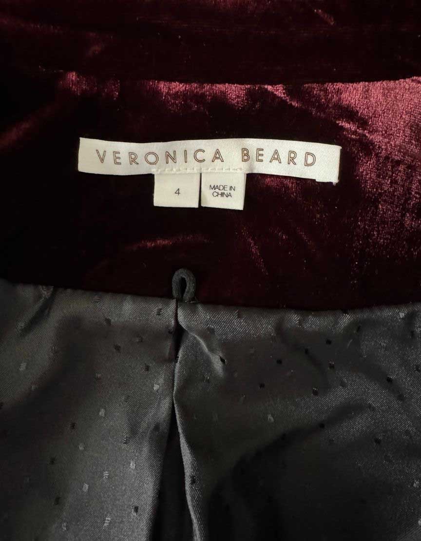VERONICA BEARD Velvet Double-Breasted Blazer - 4 US