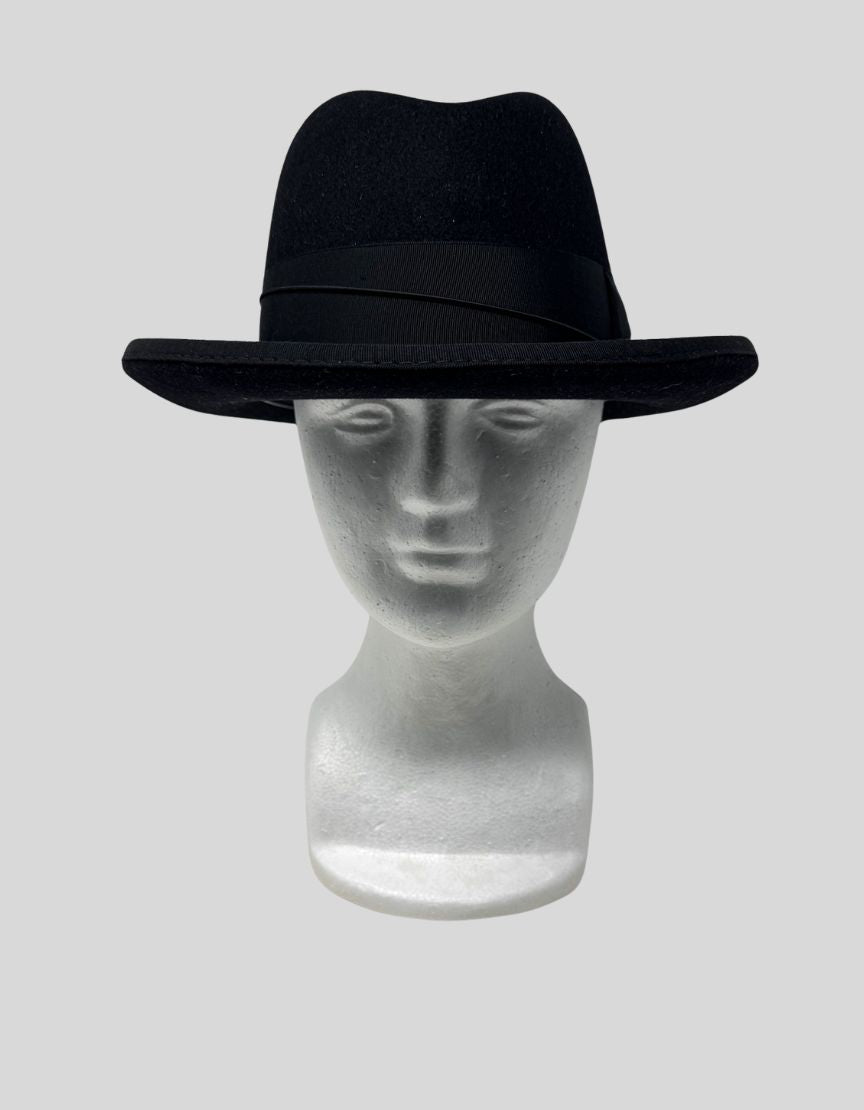 SELENTINO Alpha Black Felt Fedora with Feather Accent w/ Tags - Small