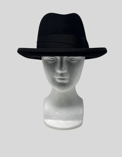 SELENTINO Alpha Black Felt Fedora with Feather Accent w/ Tags - Small