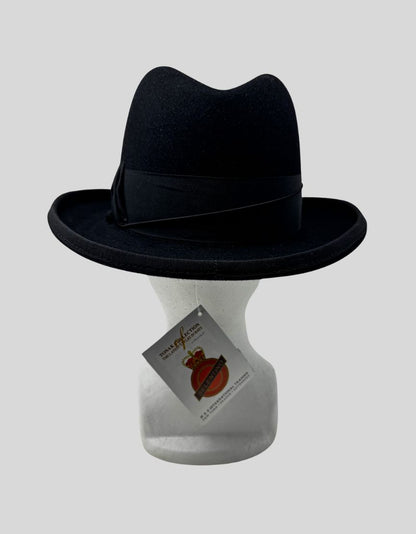 SELENTINO Alpha Black Felt Fedora with Feather Accent w/ Tags - Small